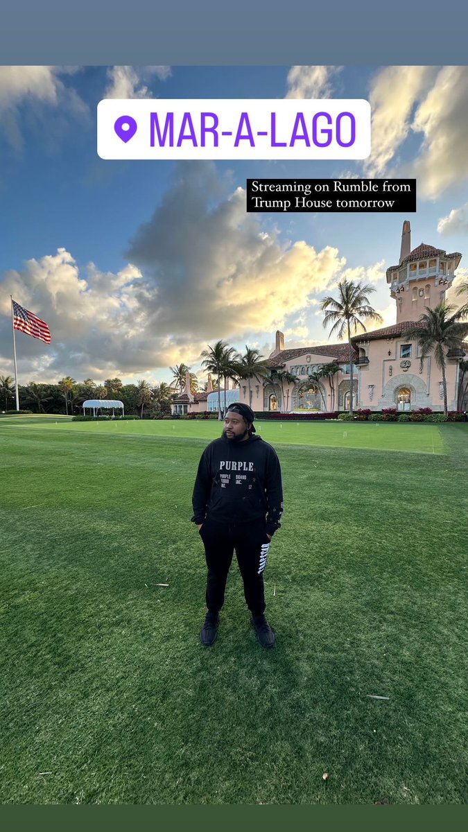 Akademiks's tweet photo. Streaming on Rumble from Trumps Crib tomorrow . 🤞👀 Tune in. https://t.co/0N2k93By8G