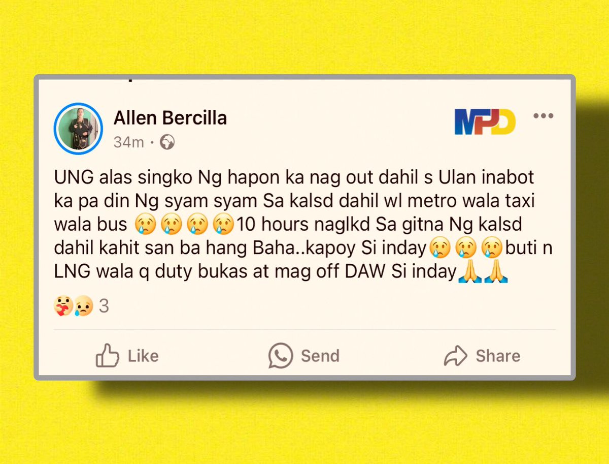 mpdpinoyfeed's tweet photo. STORY TIME: ULAN SA DUBAI , Grabe naglakad from Palm Jumeirah To Salahuddin Deira for 10 hrs dahil sa walang masakyan dulot ng malawakang ULAN sa UAE.

From 5PM out from work nakarating sa Salahuddin Deira ng 3AM , Pagod, sakit ng katawan antok at gutom https://t.co/1KFoDBKPwC
