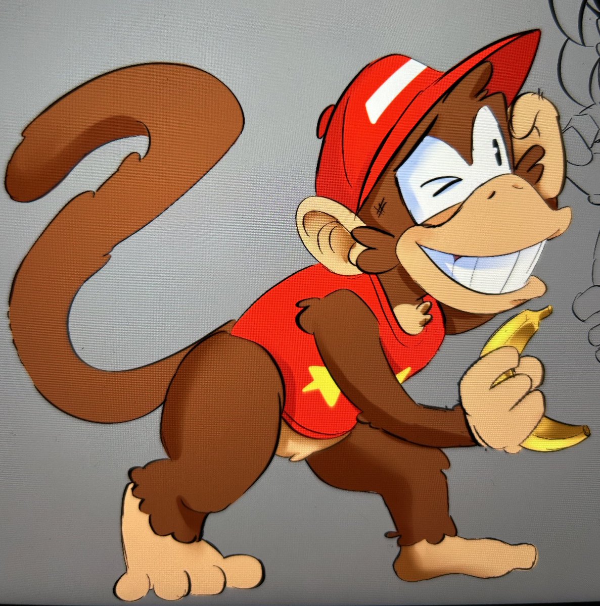 Ima ramble a bit but diddy is more fun to play then dk on dk country. I will ALWAYS SIDE WITH DIDDY!! 😭 Anyways! Here’s a drawing of him! Y’all can guess who’s next to him #diddykong