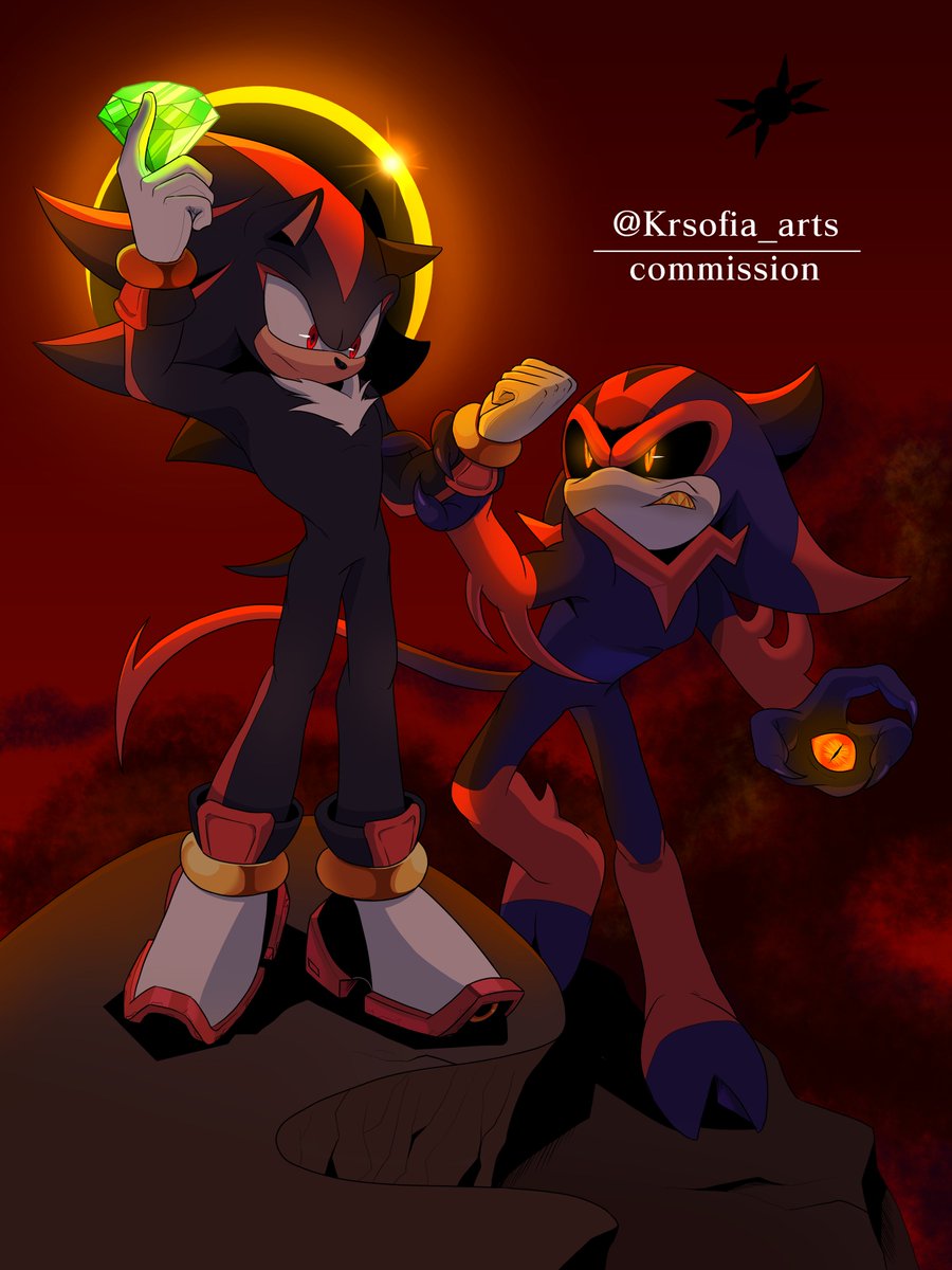 Commission to @Larry18658678 #ShadowTheHedgehog #EclipseTheDarkling #BlackDoom #BlackArms #commissionsopen #Commission