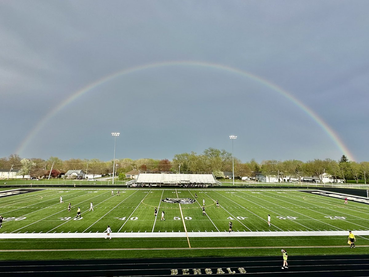 A rainbow to bring our varsity girls soccer team luck as they take on Oak Lawn! #GoBengals