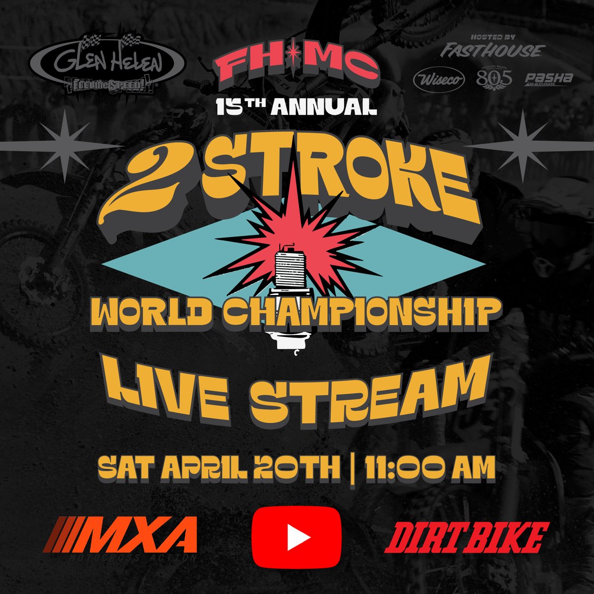 🔥🔥 The 15th Annual Wiseco 2-Stroke MX World Championship hosted by Fasthouse is finally here! We're excited to announce that the race will be streamed live, courtesy of our streaming partners MXA & Dirtbike Magazine... . 🎥 Stream Here: shorturl.at/rtDJX