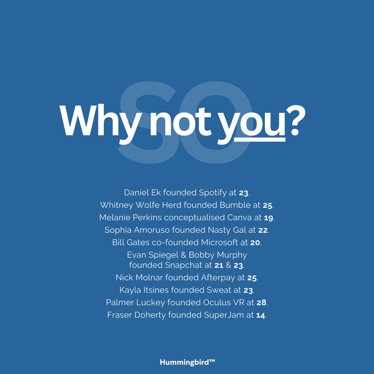 HummingbirdMeta's tweet image. Ever wondered about the incredible power young minds hold in shaping the business landscape?

#bitesizedbusiness #entrepreneurship #upskill #startupsuccess #youngentrepreneurs #australianentrepreneurs