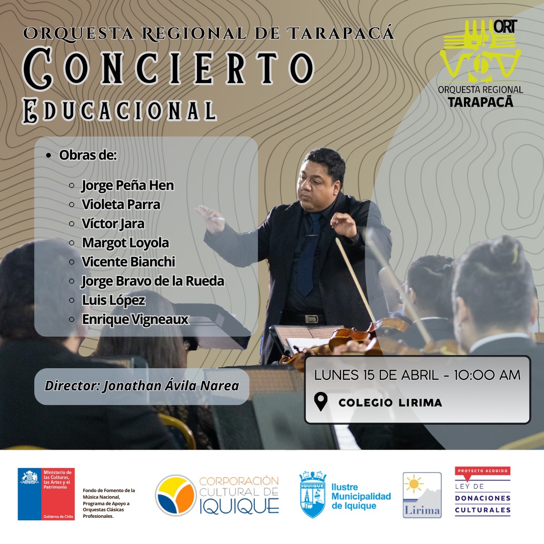Muy feliz quedó la comunidad escolar del @colegiolirima de #Iquique con la presentación de la Orquesta, ayer 15 de abril. @Tarapaca_Insitu @elsoldeiquique @Artenorte @CulturaTarapaca