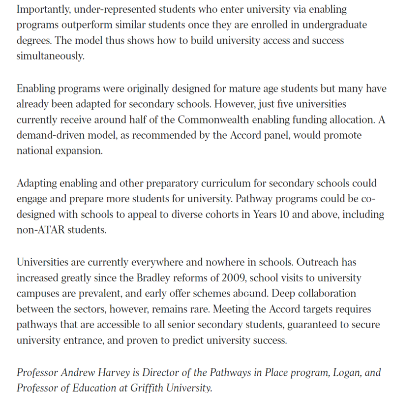 KiftSally's tweet photo. 👇Lot to like here from @Griffith_Uni Andrew Harvey
Exactly the BIG thinking needed 2 drive tertiary equity
-#AQFReview also noted not good RPL for HE subjects in school b/w unis
-Stark diff b/w #OzHE & US HE
-NOT a marketing issue
-Focussed pathways work
https://t.co/5aQptMc8x8 https://t.co/G56DUdAKaZ