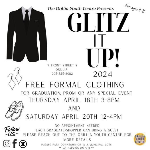 A HUGE thanks to Scott Wilson & @GTboutique for allowing us to once again borrow much needed clothing racks for the upcoming Glitz it Up Nights. Staff are hard at work sorting & organizing for Thursday's kick off night! 

#orillia #youth #orilliayouthcentre #community #formalwear