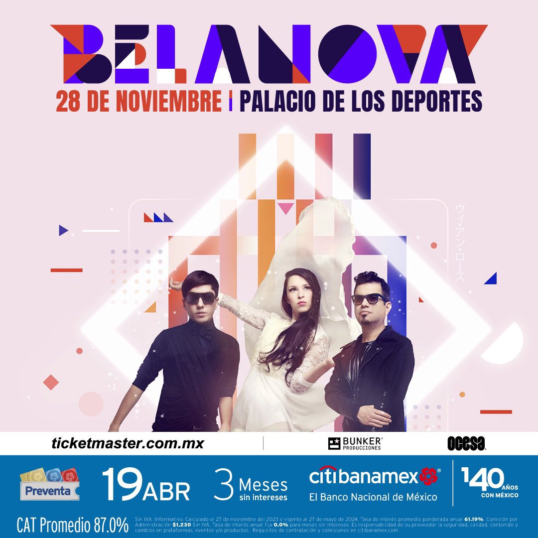 ¡El tan esperado regreso de <a href="/Belanova/">Belanova</a>  
a la Ciudad de México al fin ha llegado! 🤩👏🏻✨ ¡No querrán perderse de este momento el próximo 28 de noviembre en el Palacio de los Deportes! 😎

#PreventaCitibanamex: 19 de abril 
Venta general: 20 de abril

A través de <a href="/Ticketmaster_Me/">Ticketmaster México</a>
