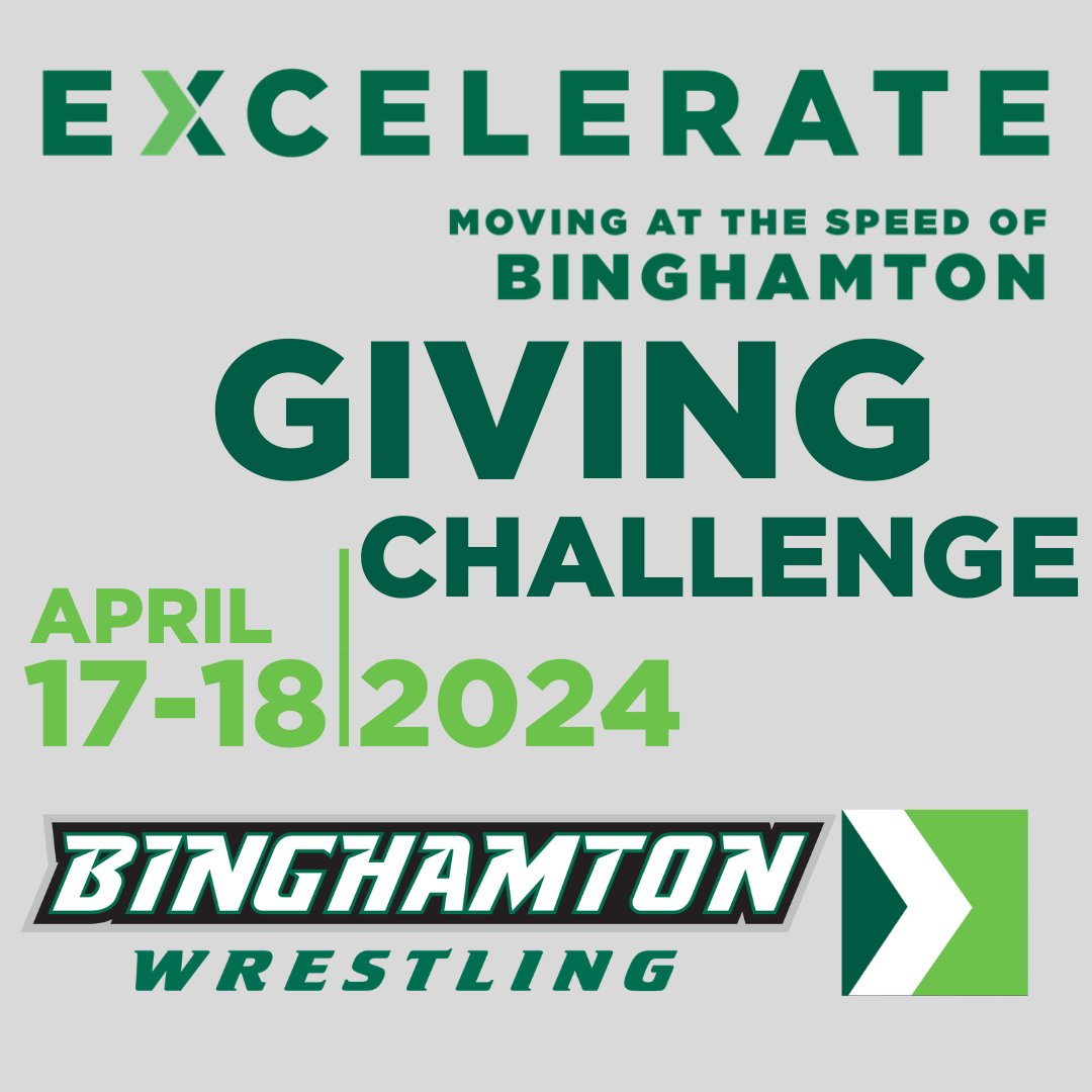 Support the Binghamton Fund for Athletics as part of the EXCELERATOR Challenge to help all student-athletes, including the wrestling team!

🔗: tinyurl.com/4fjb9vat

#ClawsOut | #ONEBinghamton