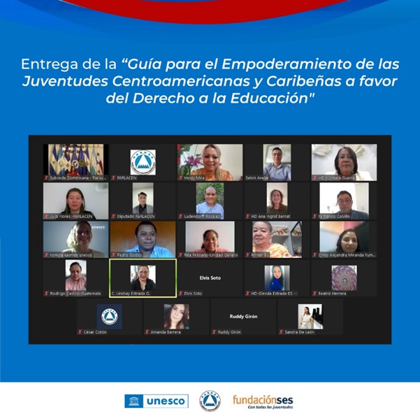 Presidenta @PARLACEN HD Silvia García Polanco recibió “Guía para el Empoderamiento de las Juventudes Centroamericanas y Caribeñas a favor del Derecho a la Educación' realizada a través del trabajo conjunto con @UNESCOsanjose y @FundacionSES Descargar Guía: lc.cx/F5YWCx