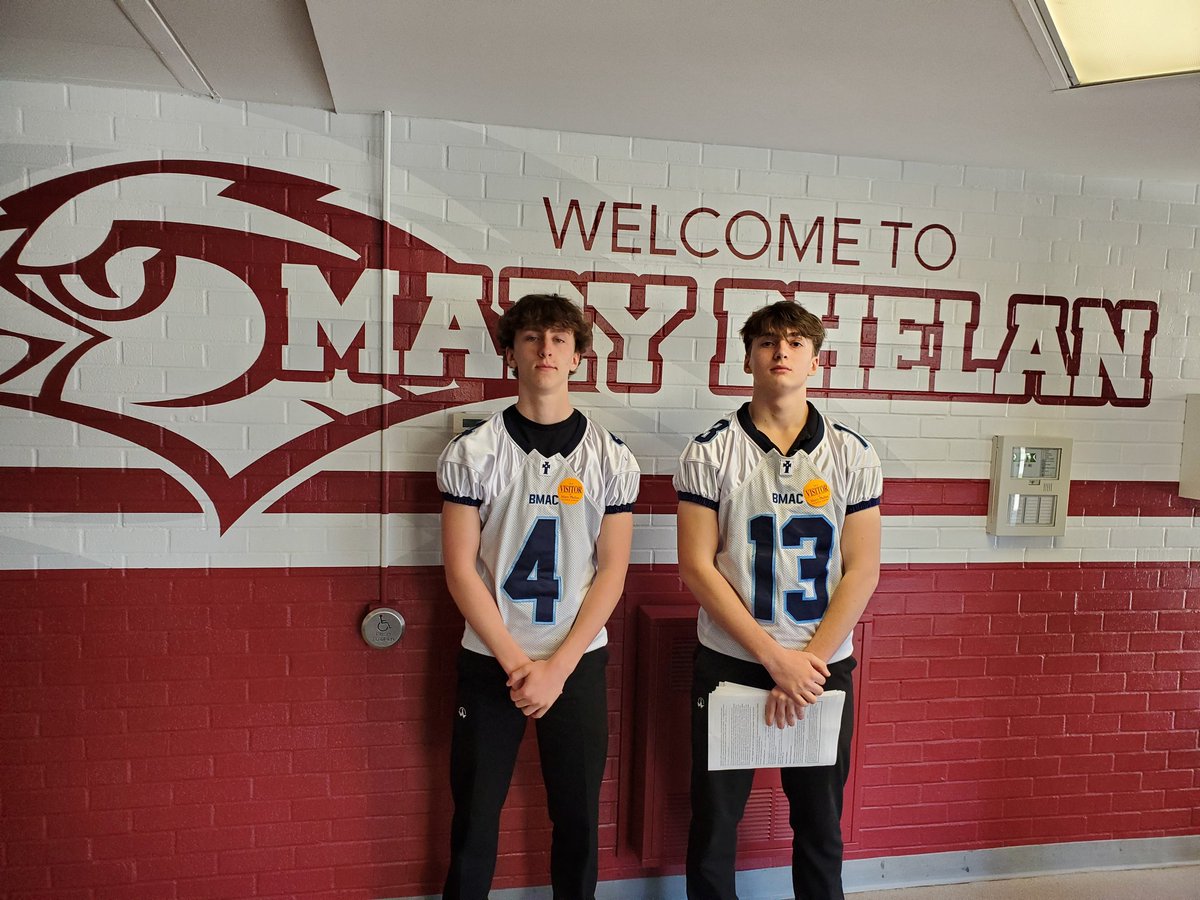 Thanks to Mary Phelan alum and @TheBlueBlast football players Matthew and Finn for visiting our gr 8 students to speak to them about an exciting football opportunity.