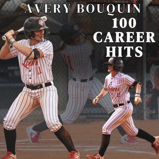 Congrats to @AveryBouquin on reaching 100 career varsity hits! #100 came on her 5th homer of the year to help lift the Lions over Lakeland Christian!