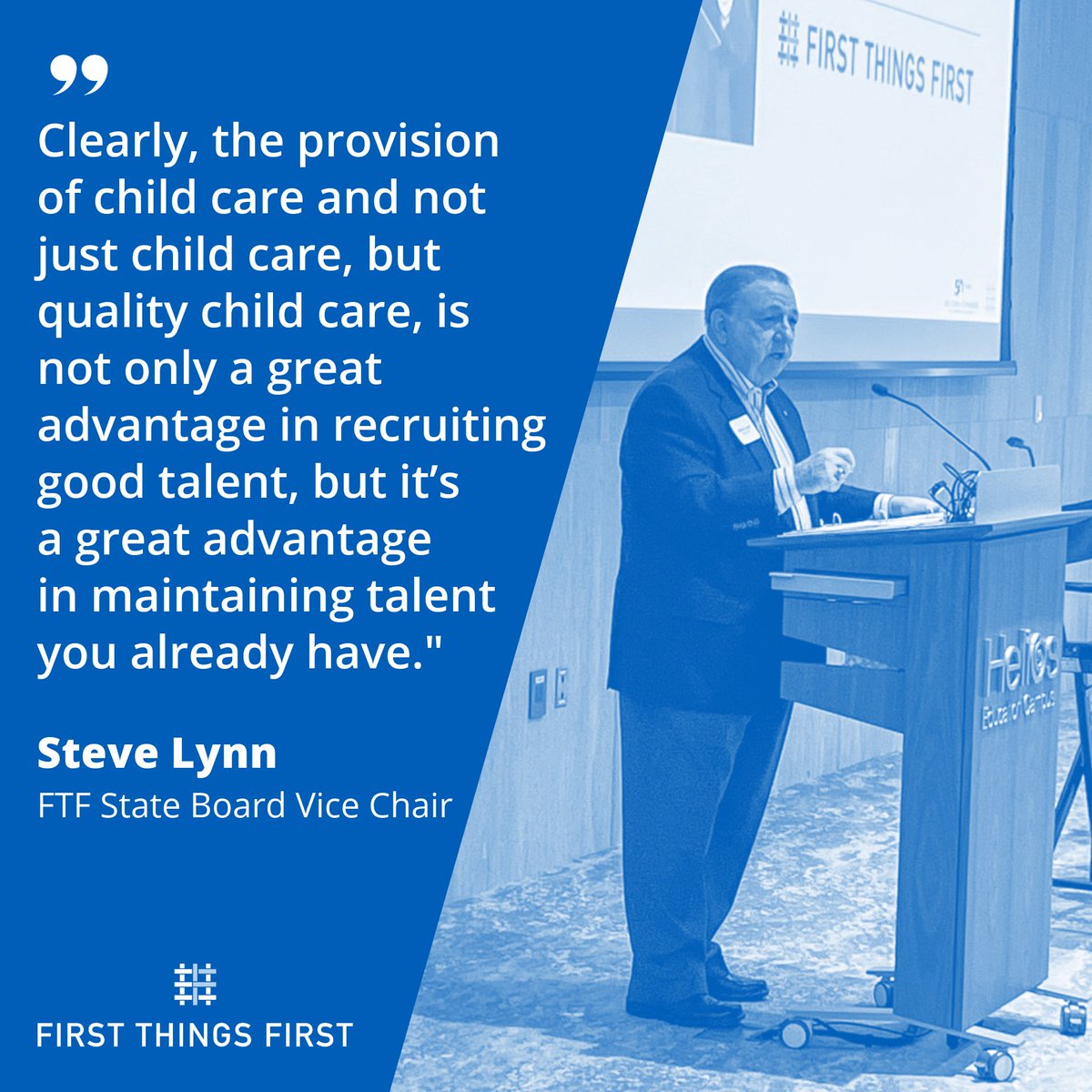 #ChildCare allows parents to go to work, enables businesses to hire and retain workers, and invests in our children's futures. As our FTF State Board Vice Chair Steve Lynn shared at the Child Care Crisis Forum last week, if you know someone who should be included at the table,