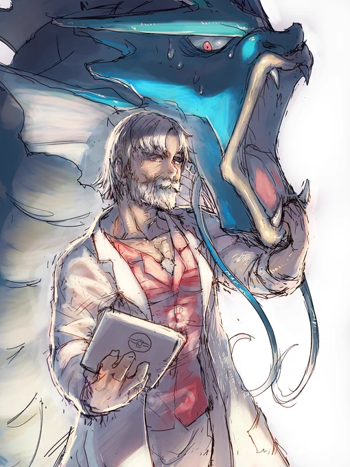 #一次創作作家のファンアートウィロー博士、カープ町長、ククイ博士。 
