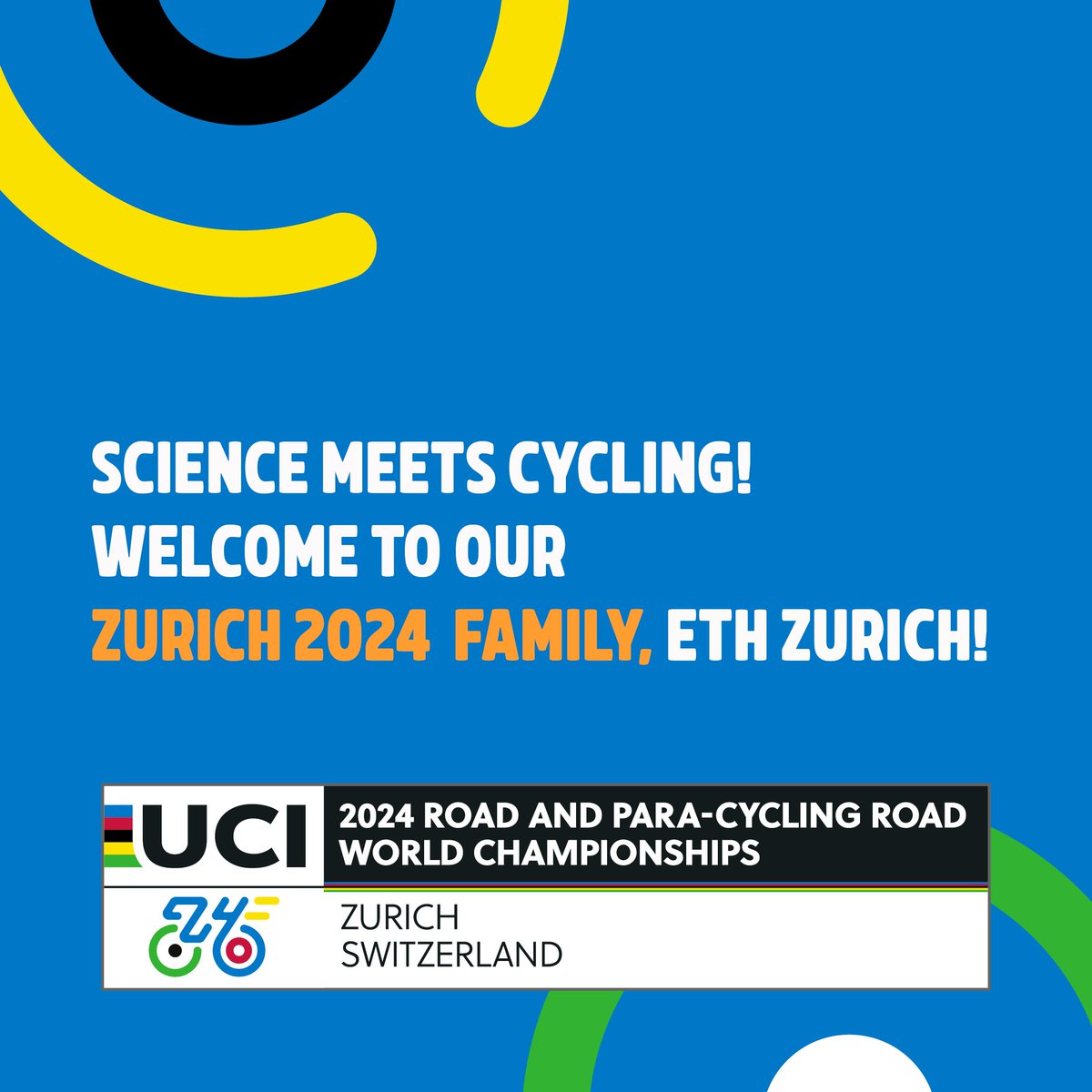 🚴‍♀️🔬 Willkommen in der Zürich 2024-Familie, @ETH  Zürich! Als institutionelle Partnerin bereichert die ETH unsere UCI Rad- und Para-Cycling-Strassen-Weltmeisterschaften mit spannender Wissenschaft. Erlebt innovative Forschung hautnah auf der Velo Expo am Bürkliplatz!

#zurich2024