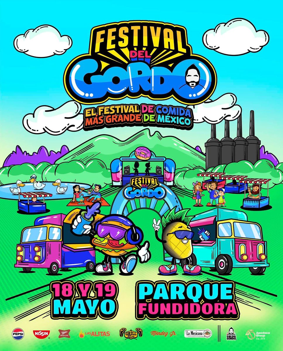 El Festival de comida más grande de México está de vuelta 🍜🍖🥩🍔. 🔥 Festival del Gordo regresa en su 6ª edición a Parque Fundidora. Nos vemos este 18 y 19 de Mayo con más de 100 restaurantes y food trucks, grupos en vivo, beer gardens, taco challenge, regresa el alita…