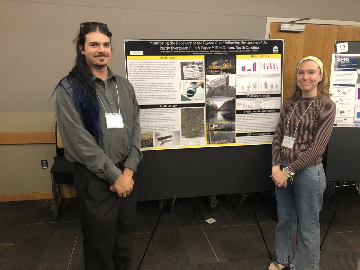 Congrats to our App State students who collected the graduate (1st place, Dominik Bettini) and undergraduate (1st place George Hotelling) poster presentation awards this morning at the regional <a href="/CSETAC/">Carolinas SETAC</a> meeting here in Boone!
