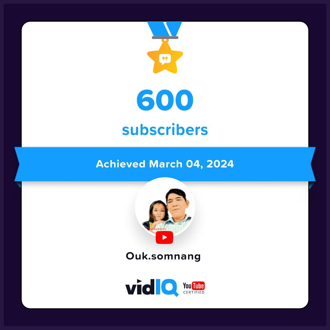 elextronic's tweet photo. 🏆 My YouTube channel achieved 600 subscribers on 4th March 2024! Track and celebrate your own success today for free with @vidIQ https://t.co/6kCZLYuT8W https://t.co/NmGGtnp7jb