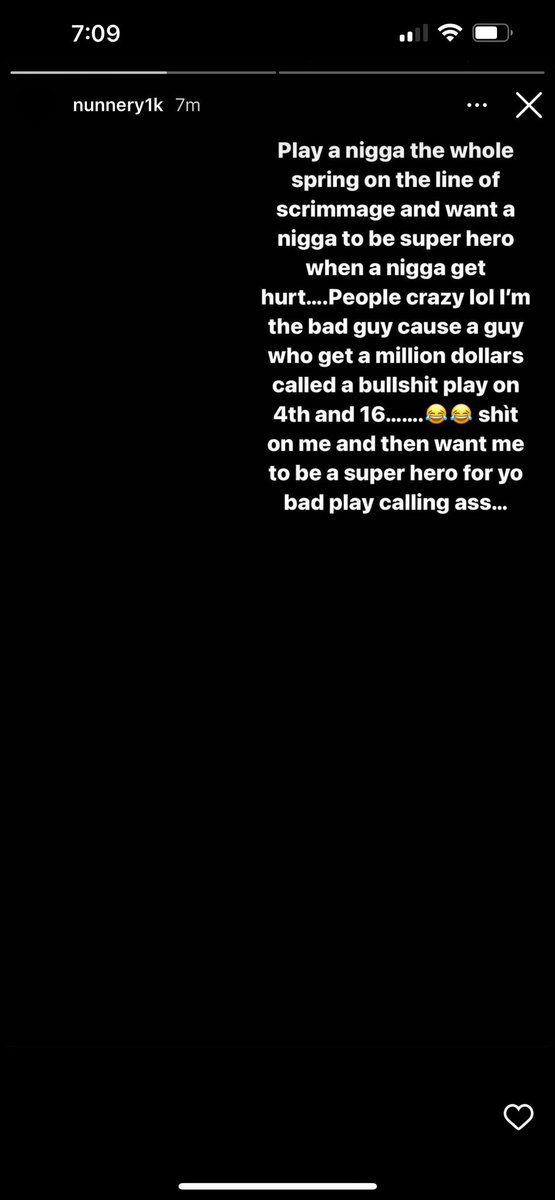Nunnery posted this on his story after he entered the transfer portal… What is he even talking about?