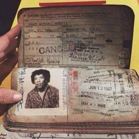 Jimi Hendrix' passport.