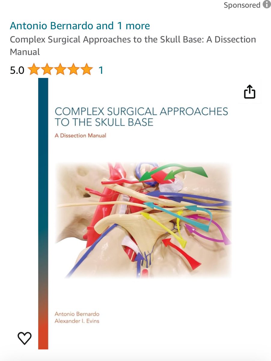 Just bought this amazing manual for #skullbasesurgery. A comprehensive yet easy to read, step-by-step guide through three dimensional skull base anatomy. From the @WeillCornell Neurosurgical Innovations and Training Center. #research  #nsgy