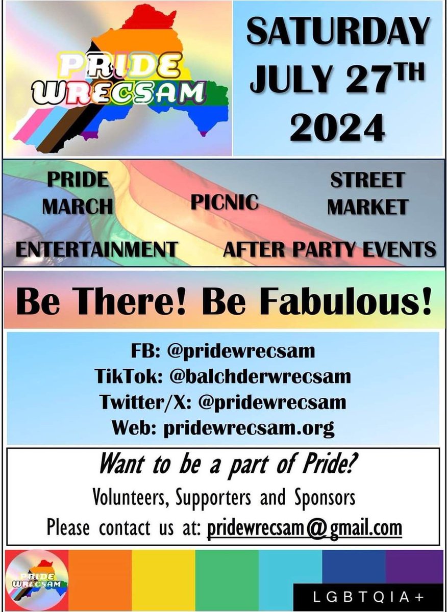 #Wrecsam's first #Pride event 

Be There! Be Fabulous!