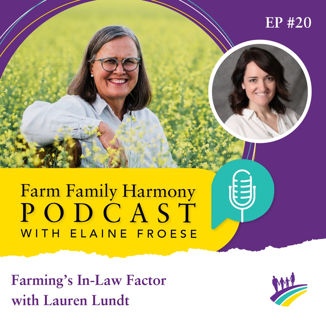 Join me and Lauren Lundt on the Farm Family Harmony Podcast as we delve into the challenges and joys of farming's in-law factor. Gain valuable insights and actionable advice to transform your farm family life. 🎧Listen here: elainefroese.com/farm-family-ha… #ag #agpodcast #agher