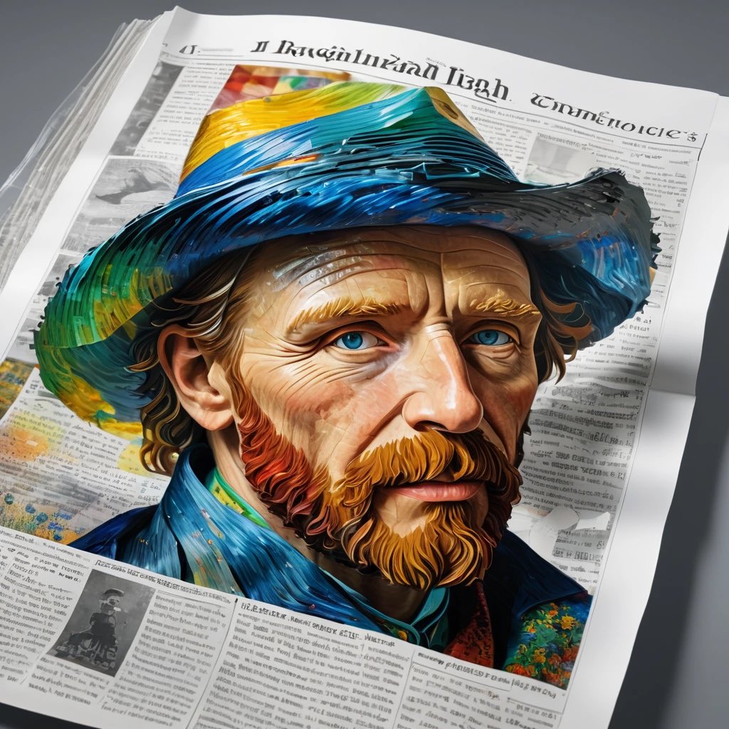 @TiPRiff Vincent Van Gogh in the newspaper #AIArtCommuity #AIArtGallery