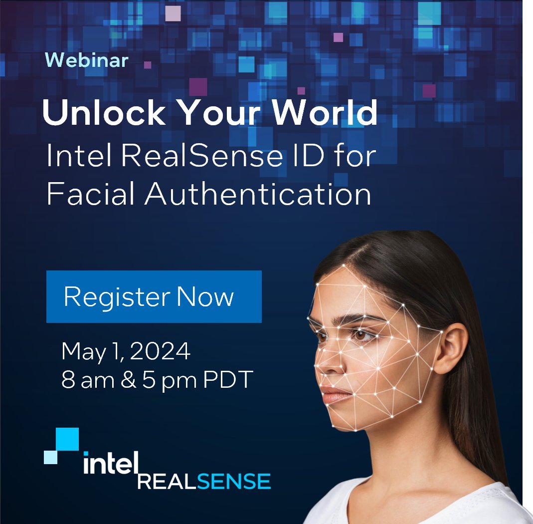 Make sure you register to our upcoming webinar! Learn more about our award-winning product, Intel RealSense ID and have a chance to get all your questions answered with the experts! Register Here >> intel.ly/3W2J3sq #VisionAI #Security #ComputerVision