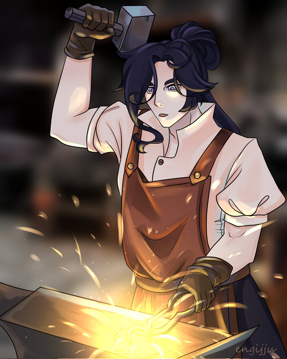 engijju's tweet photo. It's my OC Trozanes. He is a blacksmith  :D 

#Blacksmith #oc #originalcharacter #original #originalartwork #art #artist https://t.co/RZpQonjKBt