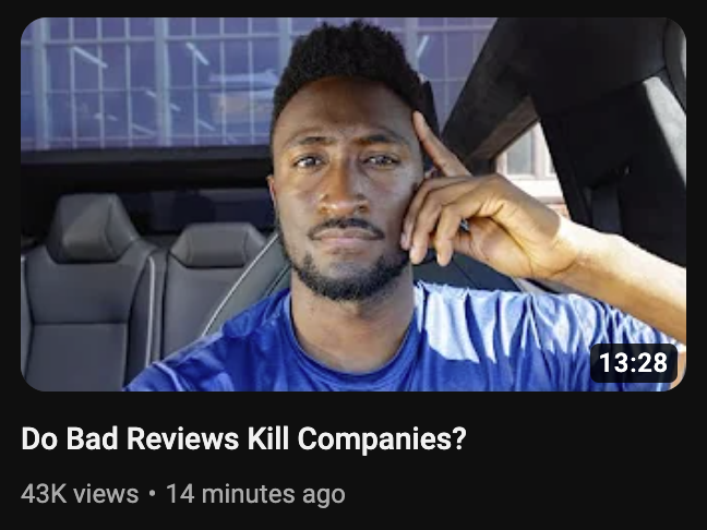 'Do bad reviews kill companies? Or do bad products kill companies? ...The thing about reviews is if they're not honest then they're basically useless.' Love @MKBHD for doing this: youtube.com/watch?v=QztFpz…