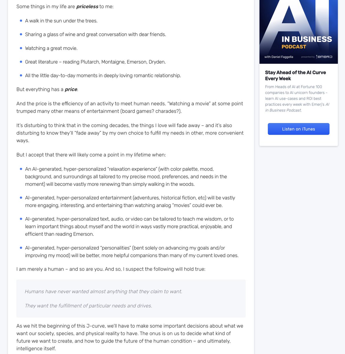 'Dan actually WANTS everyone to live in immersive VR / have AI relationships. Sicko!' No, brother. I have mourned the loss of all that I value. I have squarely faced the possibility of everything being replaced by AI-generated experiences. I haven't enjoyed the process.