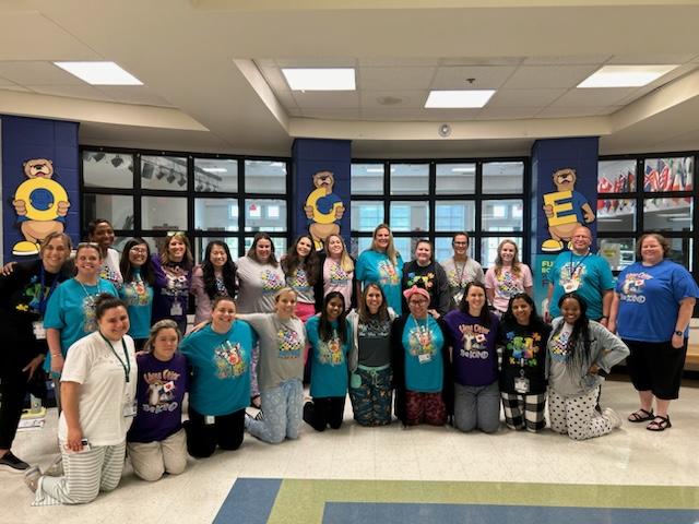 Today Ocee Elementary's staff highlights Autism Awareness Month by wearing our t-shirts promoting Awareness, Kindness and Inclusion. So proud to work alongside this amazing dedicated group of educators.