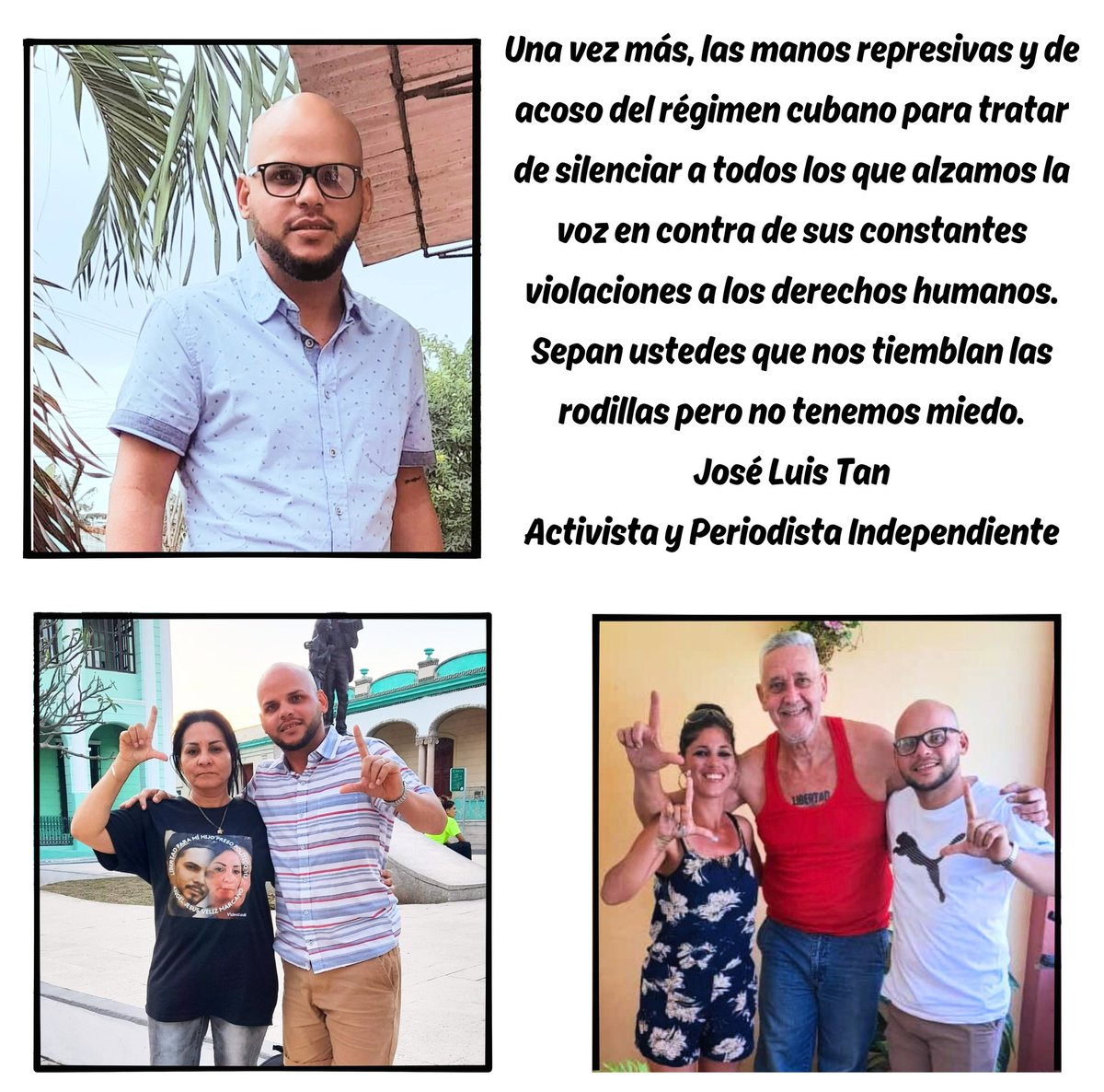 Un grande @JLperiodista96 ejemplo al 100. Estamos contigo apoyándote desde acá en lo que necesites mi hermano 💪🏻 🇨🇺 🙏🏻 
#CubaSeráLibre #PatriaYLibertad