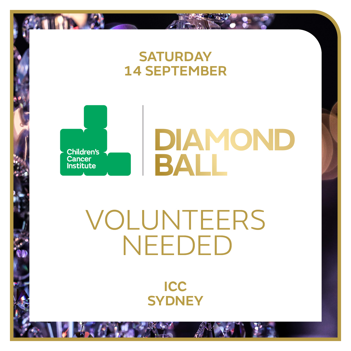 We are seeking dedicated volunteers for our prestigious fundraising event - Diamond Ball - on Sat 14th Sept. You'll play a crucial role in ensuring the evening runs smoothly while helping raise vital funds for childhood cancer research Register at rsvp.zkipster.com/_z0nom