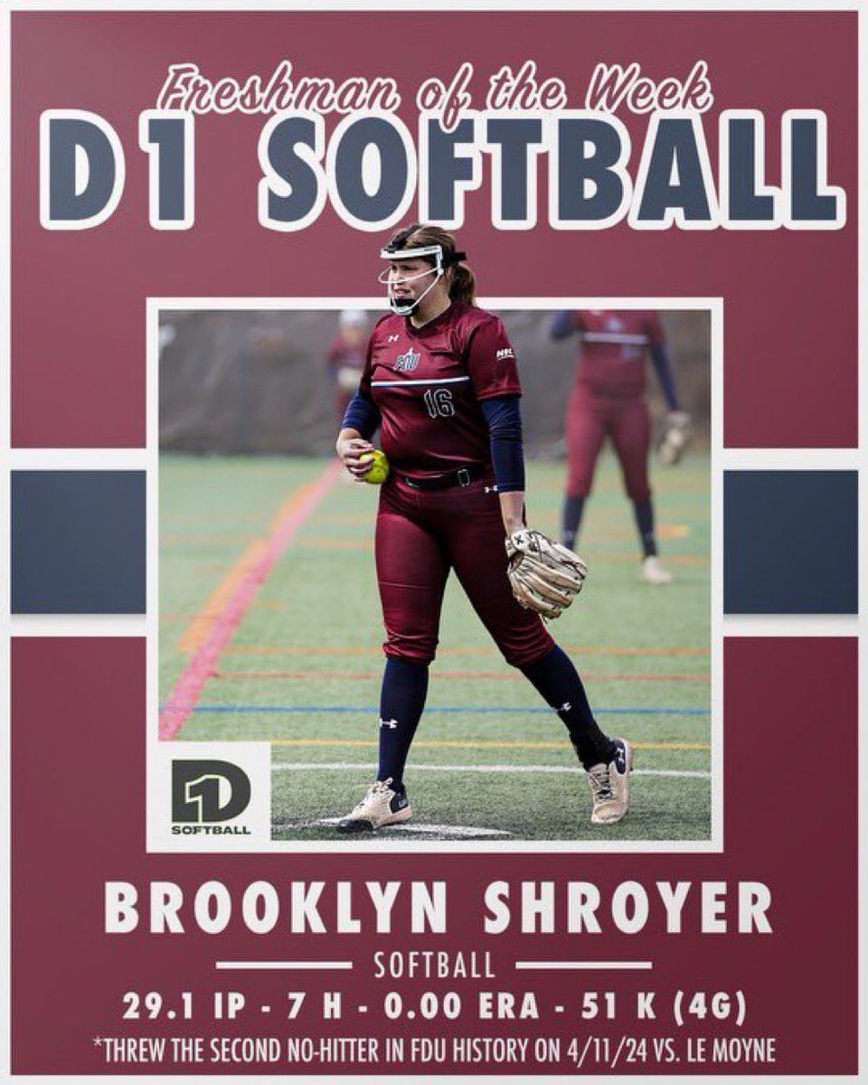 Brooklyn has been nothing short of amazing for my team this year. Now she was recognized as both the D1 Pitcher and Freshman of the week! So proud of her and she is only a Freshman! 🥎😳🤯👀🤩💪👇 instagram.com/p/C51sdBSpe3u/…