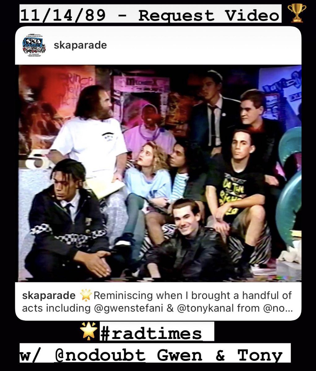 🌟Reminiscing when I brought a handful of acts including @gwenstefani & @tonykanal of @nodoubt onto “Request Video” w/ KROQ’s Poorman on KDOC Ch. 56 TV to promote the start of #SkaParade on KUCI - 11/14/89! #radtimes #thirdwaveska #nodoubt #theskeletones #ska #coachella2024