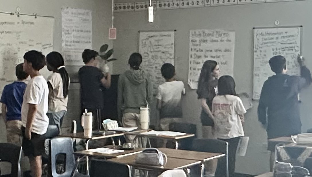 Nothing like working collaboratively to revisit our year-long math memories in Mrs. Gregory’s #6hmsmath classroom. #challengeaccepted #learnedsomuchthisyear #2324 #vnps #buildingthinkingclassrooms