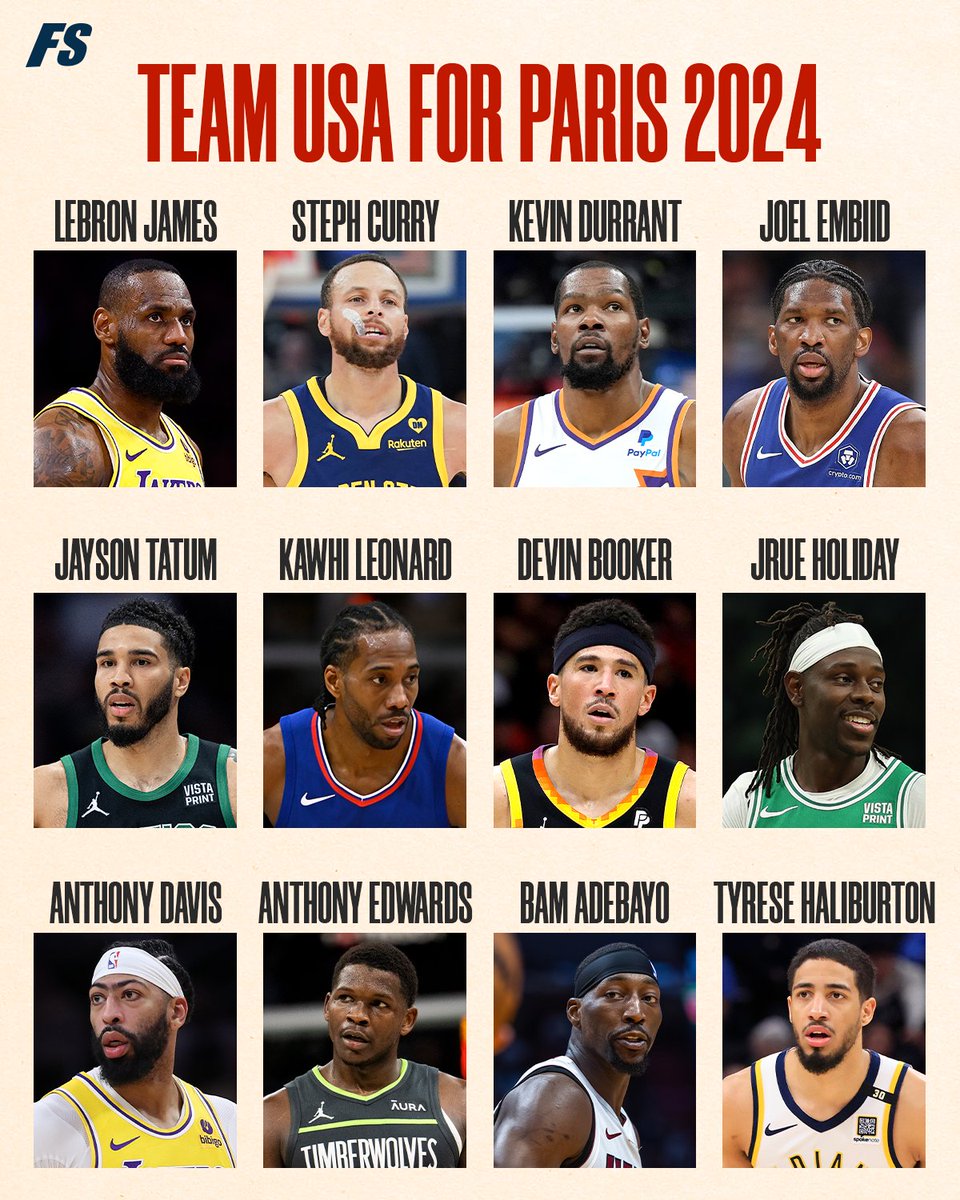 Team USA has selected its 12-player roster for the 2024 Paris Olympics, per Shams Charania. 👀