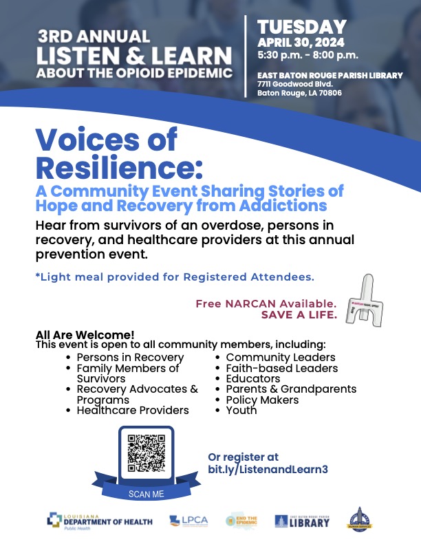 The 3rd Annual Listen & Learn About the Opioid Epidemic is a community event that will host survivors of an overdose, persons in recovery, and healthcare providers to share stories of resilience and hope. This event is open to everyone! Register here: bit.ly/ListenandLearn3