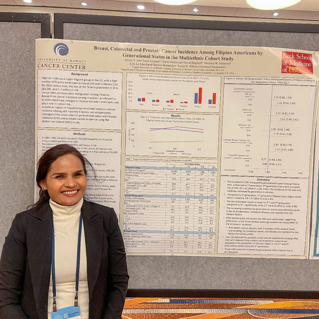 PhD students Arianna Bunnell, Cherien Guillermo, and Janine Abe presented their research at annual conferences. Arianna attended the American Association for Cancer Research (#AACR), and Cherien and Janine attended the American Society of Preventive Oncology (#ASPO).

#Research