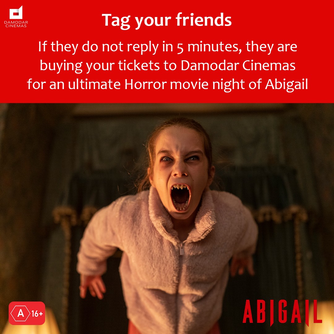 CHALLENGE ALERT - Tag your friends or pay the price! #DamodarCinemas #Abigail