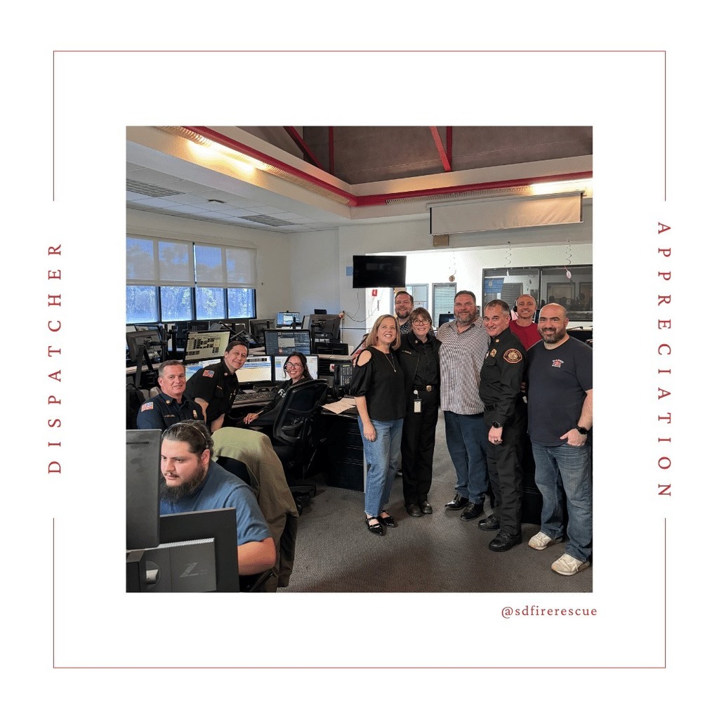 Join us in showing appreciation to the hardworking #Dispatchers at the @sandiegofiredept Emergency Command and Data Center during #DispatcherAppreciationWeek! Despite their challenging roles, these professionals never lose their sense of humor and positive attitude. We are prou…