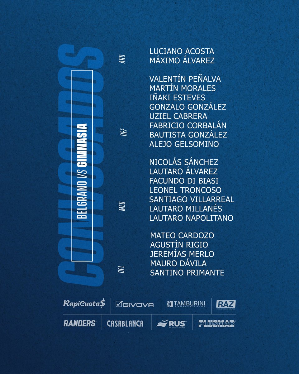 📋 ¡Estos son los citados por Lucas Lobos para visitar a Belgrano en el Predio Armando Pérez por la Fecha 9 de la #CopaProyección! 

#DaleLobo #FábricaDeJugadores