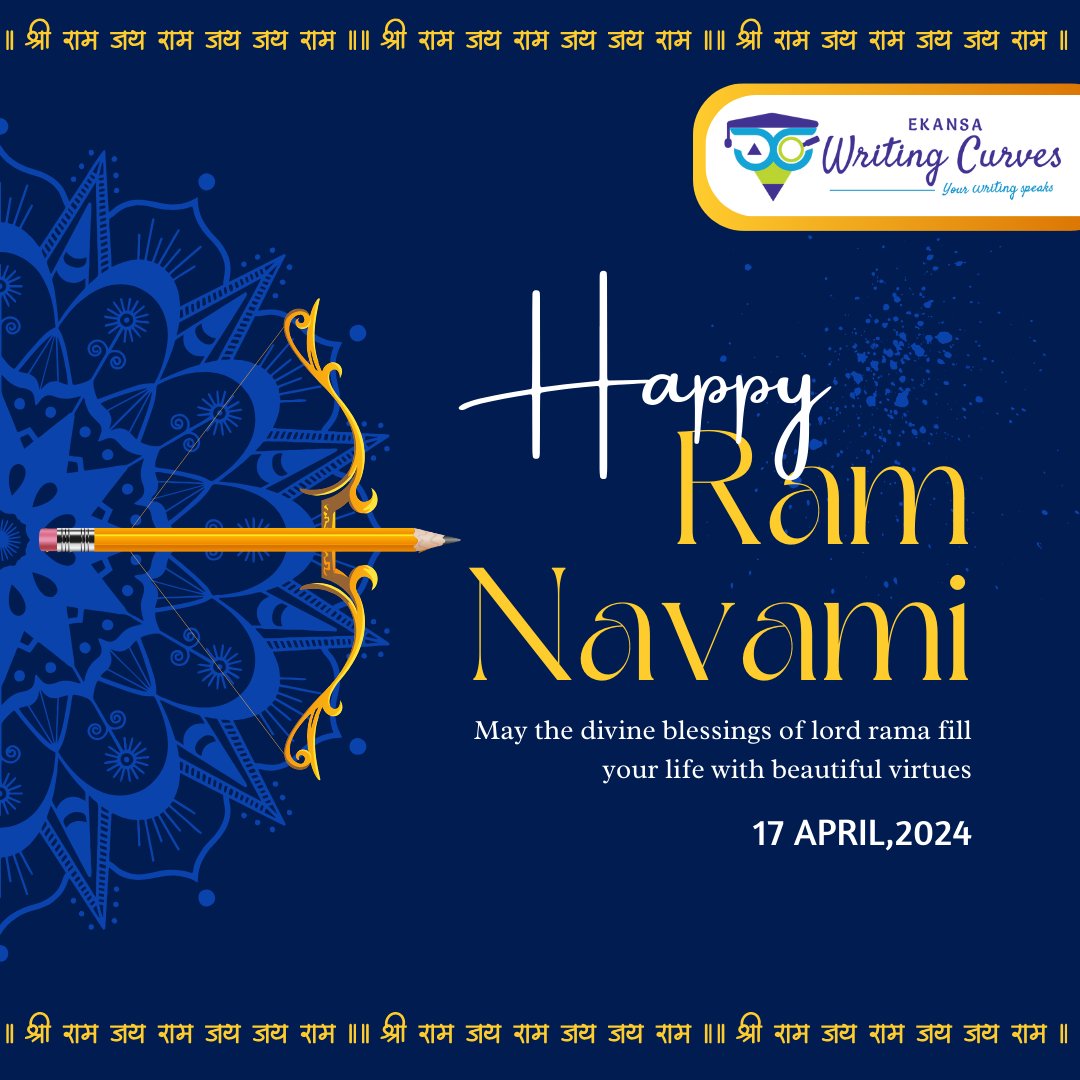 '🌟 Celebrating #RamNavami with Ekansa Writing Curves! 🌟 May Lord Rama's wisdom inspire our words and deeds. Join us in the journey of handwriting excellence and self-discovery. #HandwritingMatters #GraphologyGems #PersonalDevelopment #ConfidenceBoost #SuccessStories