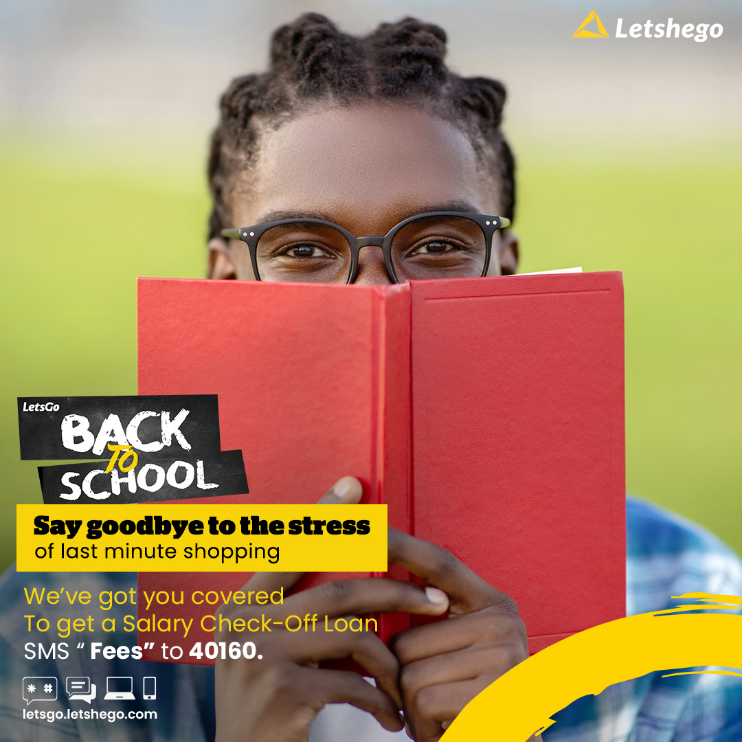 Stress za back to school zisikupate. Ease the burden of school fees with our convenient salary check-off loans Secure your child's education without worrying about upfront payments. To get a Salary Check-Off Loan SMS “ Fees” to 40160. #Letshego #BackToSchool