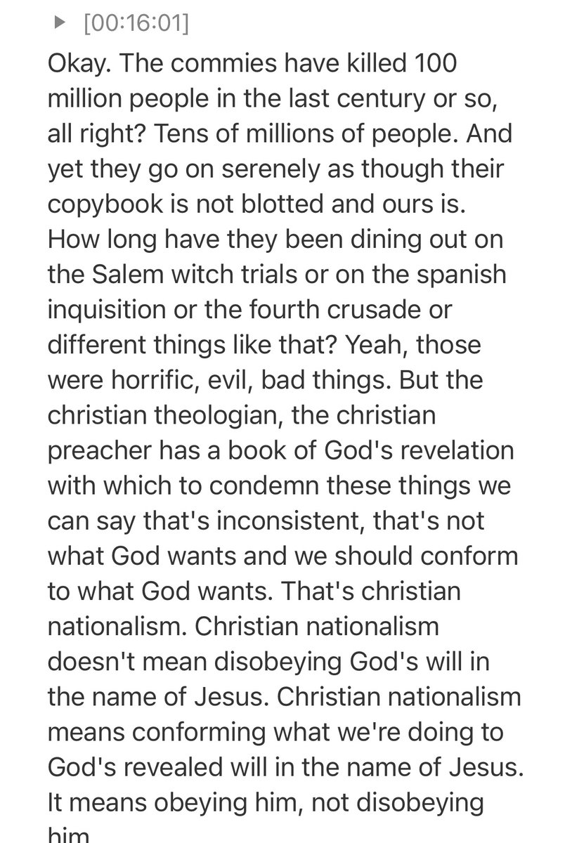 So every time the Christians took state power, things went wrong…. Like Christian nationalism? & I think he missed the millions of slaves and Native Amer. killed by Christians acc. to the laws of the state.