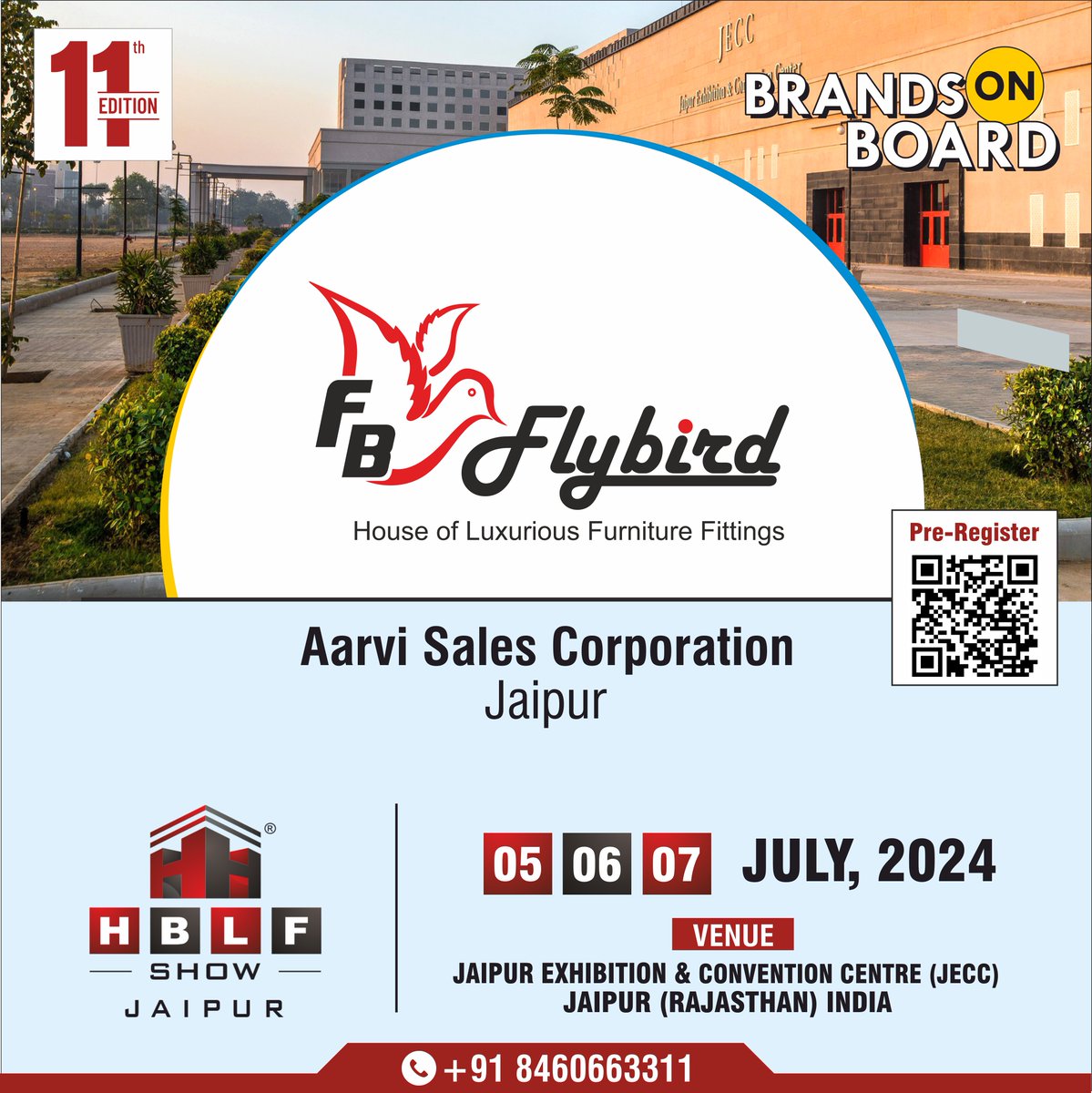 Flybird: Join us at HBLF Show Jaipur, 05-06-07 July 2024 at JECC Rajasthan - See You There!
#Flybird #Distributor #Jaipur #AarviSalesCorporation #FurnitureFittings #FurnitureHardware #FlybirdHardware #luxuryhardware #HBLFShow #JECC #HBLFShow2024 #Hardware #Building #Lifestyle