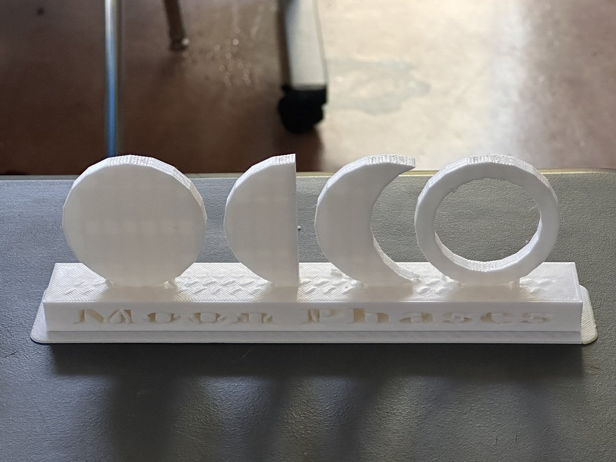 shobica_wadhwa's tweet photo. I enjoy seeing students use @tinkercad to create 3D Models after completing a unit. These designs will undoubtedly light up my studentβs faces once they see their designs printed on @ROBO3D #STEAM #MoonPhases πππ@mannmiddleSD https://t.co/gkl3OAud9q