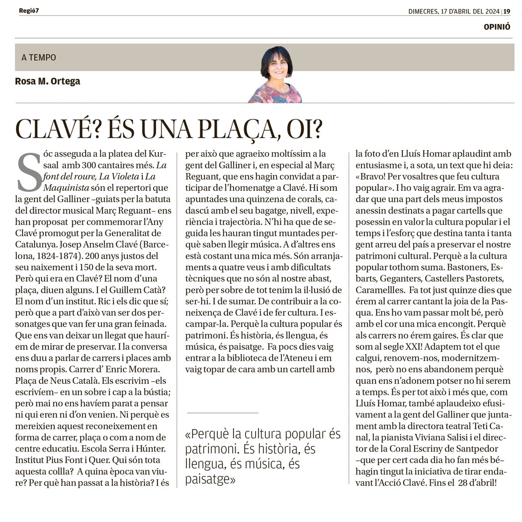 RosaMOrtega5's tweet photo. "Associeu-vos i sereu forts, instruïu-vos i sereu lliures, estimeu-vos i sereu feliços " Clavé: un crac!👏@gallinermanresa @CorsClave @coralescriny @marcreguantvila https://t.co/C6yxQIcnel