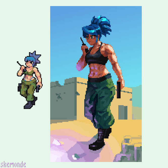 Leona Heidern in my style and in my evil style 😎 #Pixelart #ドット絵
